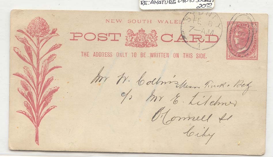 Australia New South WAles stationary with printed message Amateur Photo Society (australie lettre fleur flower plant