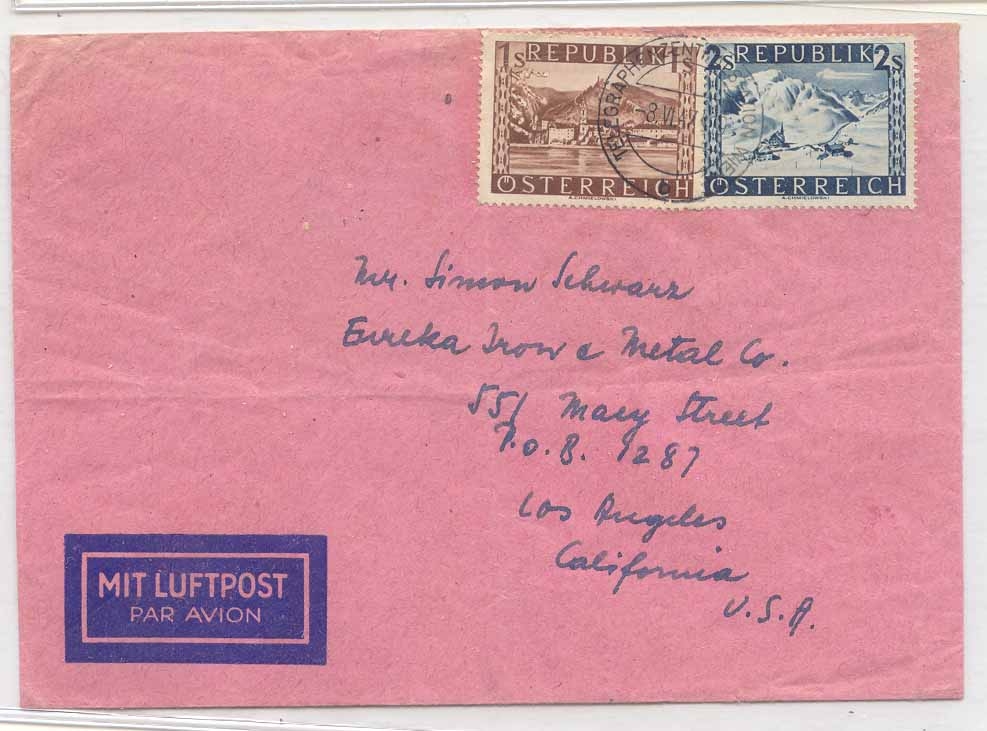 Austria 1947 unusual no censor cover to US (osterreich lettre autriche)