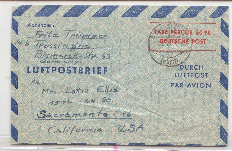 Germany AlS LF 3 used aerogram aerogramme (entier postal stationary)