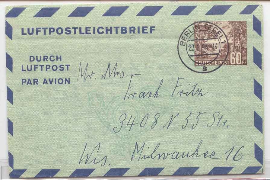 Germany Berlin LF 5 used aerogram aerogramme (entier postal stationary)