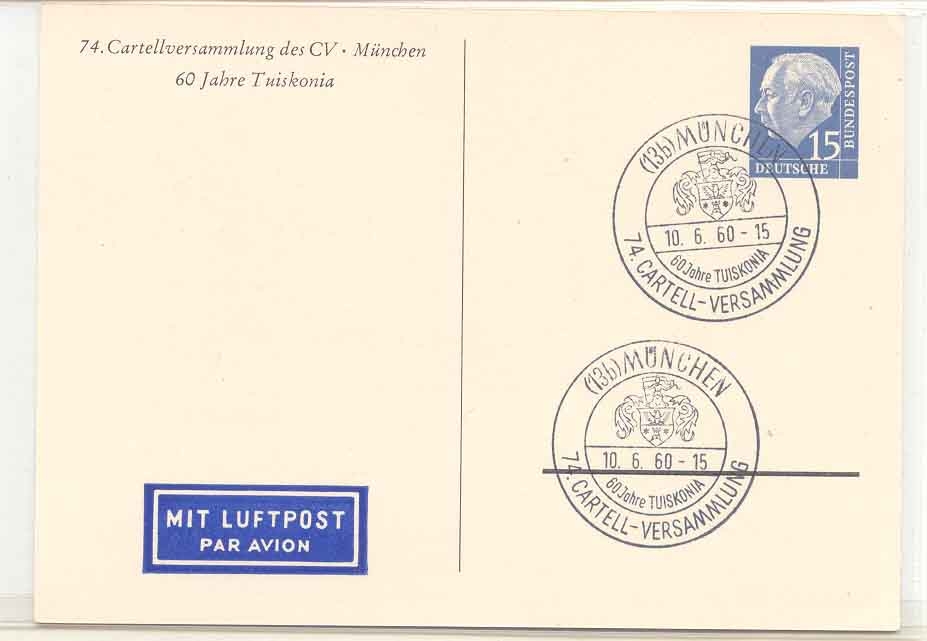 Germany PTPO Michel PP 9/9 with speical cancel Cartellversammlung des CV Munchen (stationary entier postal)