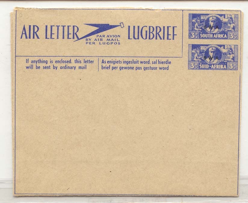 South Africa aerogramme aerogram AlS 1 with overprint#1 (entier postal stationary afrique du sud) Scarce