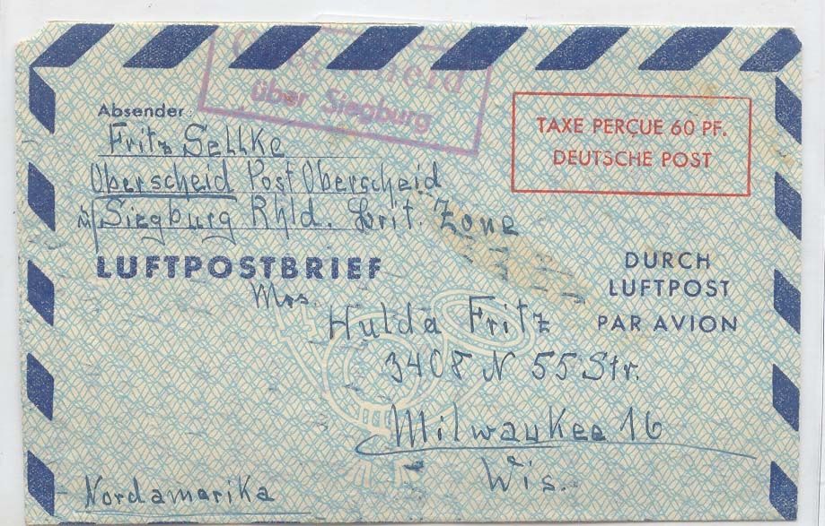 Germany American occupation zone LF 4 aerogram aerogramme (entier psotal stationary cover)