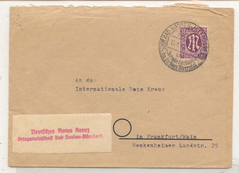 Germany American government 1946 used locally (lettre)