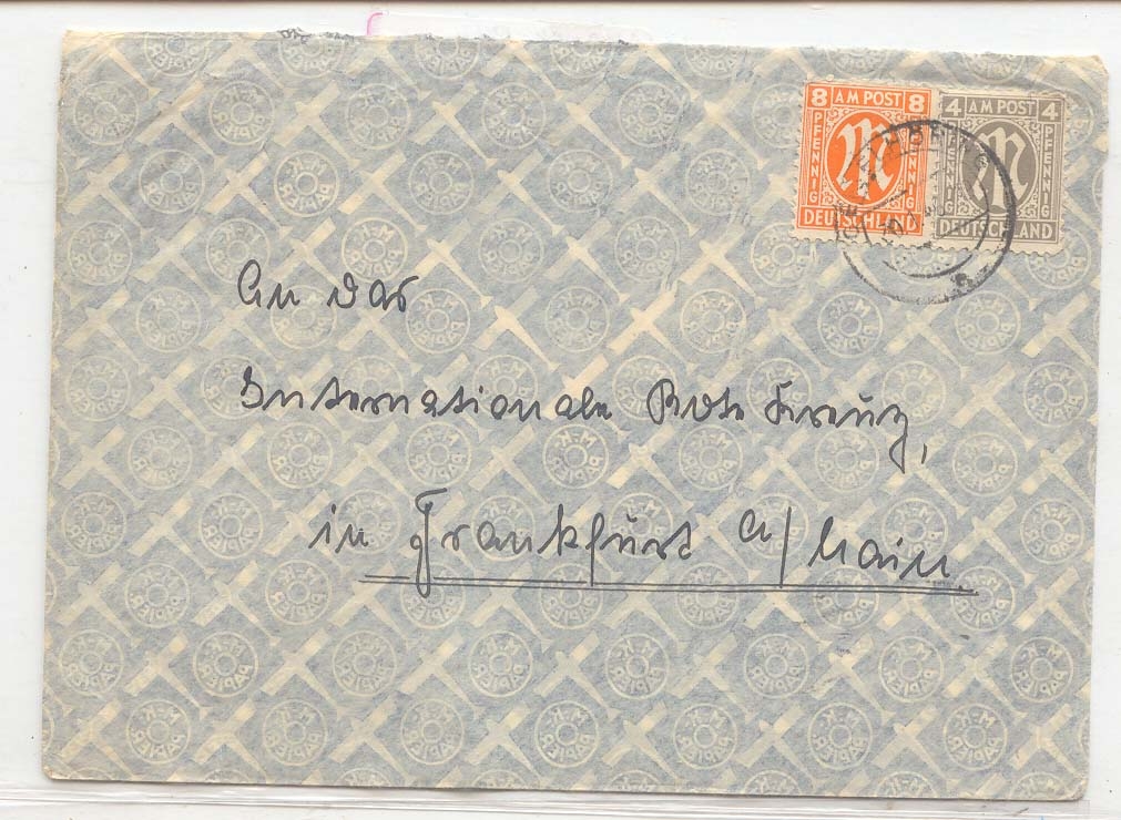 Germany occupation by allies American Government 1946 Civil censor (lettre cover)