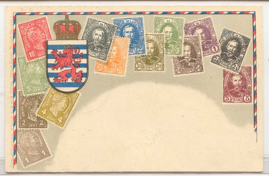Luxembourg Stamp card with Back German stamp with tank handstamp 1941