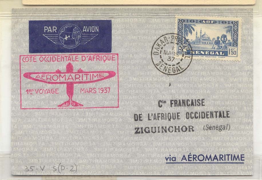 Senegal Vol Dakar Ziguinchor 4 Mar 1937 (liaison Dakar Niamey 1er vol first flight)