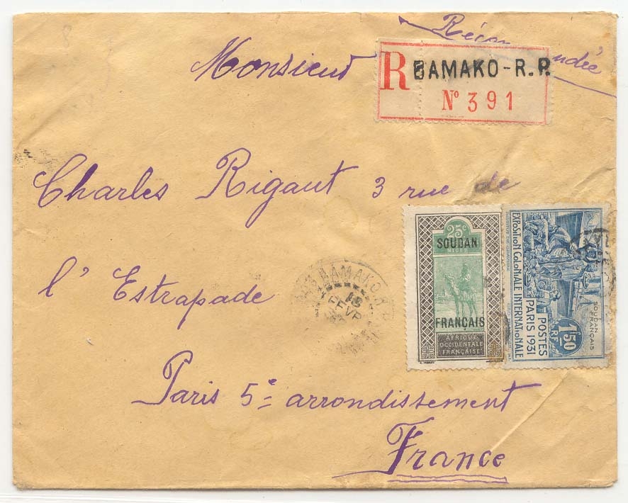 Soudan Lettre pour la France (Cover Sudan)