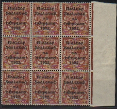 Irlande Ireland Eire 1 1/2d value MW 16 variety PENCF for PENCE Block of 9 ** mnh RaRe