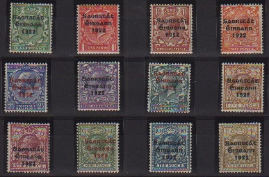 Irlande Ireland - Serie de 1922 surcharge Saorstat en noir ou rouge ** SUP Set of 12 MNH Superb and rare !